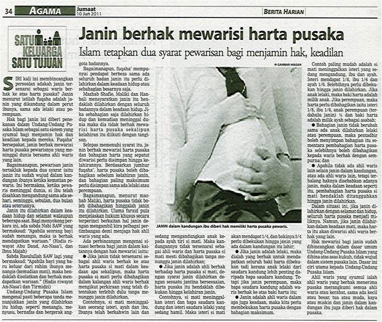 Janin Berhak Mewarisi Harta Pusaka